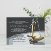 Gold Scale of Justice, Law School Afstuderen Invit Kaart (Staand voorkant)