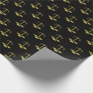 Gold Scales of Justice op Black Repeoning Pattern Cadeaupapier