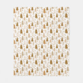 Gold Scandinavian Style Kersttree Pattern Fleece Deken (Voorkant)