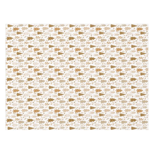 Gold Scandinavian Style Kersttree Pattern Tafelkleed (Voorkant (Horizontaal))
