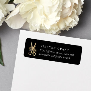Gold Scissors Logo Return-adres Etiket