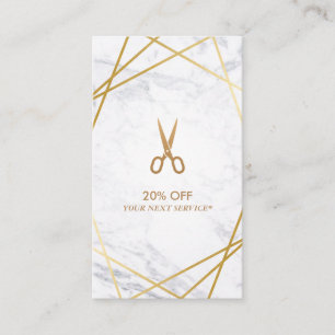 Gold Scissors Marble Haarstylist Discount Verticaa Visitekaartje