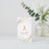 Gold Scissors Marble Haarstylist Referral Verticaa Visitekaartje (Staand voorkant)