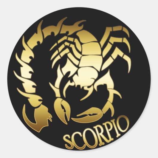 GOLD SCORPIO RONDE STICKER (Voorkant)