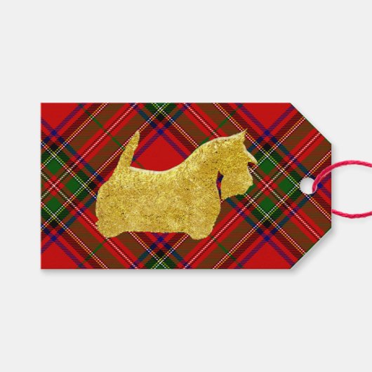 Gold Scottie Dog Pset Cadeaulabel (Voorkant (Horizontaal))