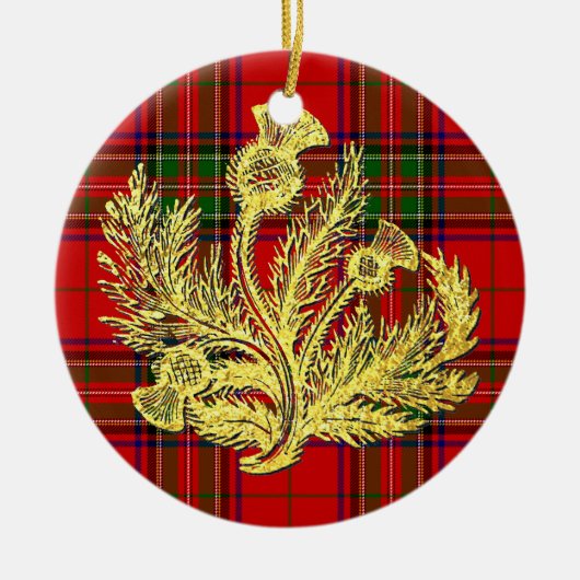 Gold Scottish Thistle op Play Keramisch Ornament (Voorkant)