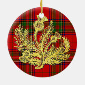 Gold Scottish Thistle op Play Keramisch Ornament (Achterkant)