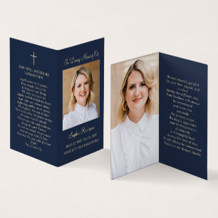 Gold Script 2 Photo Blue Memorial Folder Kaart