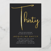 Gold Script 30e verjaardag Folie Uitnodiging (Voorkant)