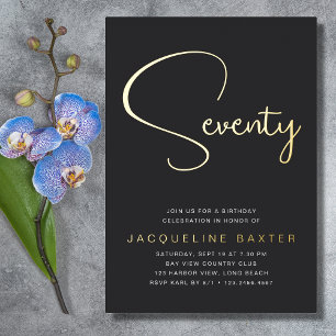 Gold Script 70e verjaardag Folie Uitnodiging