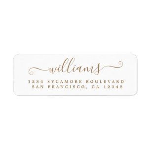 Gold Script Achternaam Return Address Label