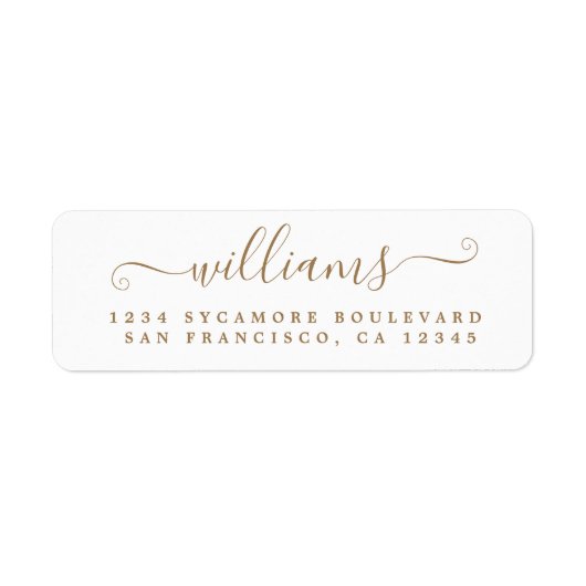 Gold Script Achternaam Return Address Label (Voorkant)