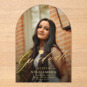 Gold script acryl foto afstuderen aankondiging acryl uitnodigingen (Voorkant)