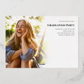 Gold Script Afstuderen-fotosjabloon Folie Uitnodiging (Achterkant)