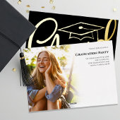 Gold Script Afstuderen-fotosjabloon Folie Uitnodiging