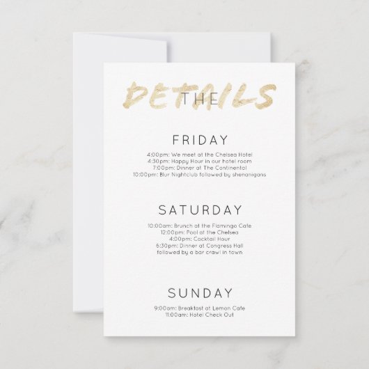 Gold Script Bachelor Party Weekend Invitation (Dos)