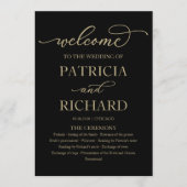 Gold Script Black Mariage programme de cérémonie (Devant)