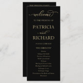 Gold Script Black Wedding Ceremony Program Programma (Voorkant / Achterkant)