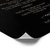 Gold Script Black Weduwmenu Sign Poster (Hoek)