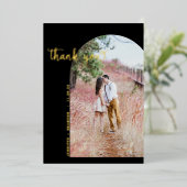 Gold Script boogfoto bedankt je Folie kaart (Staand Voorkant)