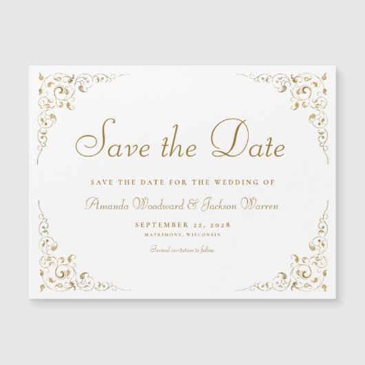 Gold Script Botanical Lijst Save the Date (Voorkant)
