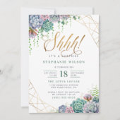 Gold Script Botanical Surprise Birthday Party Kaart (Voorkant)