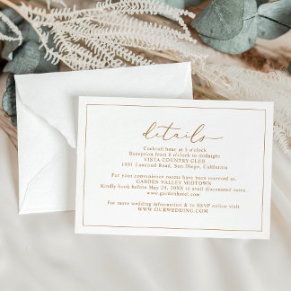 Gold Script Budget Détails du Mariage Cartes de bo