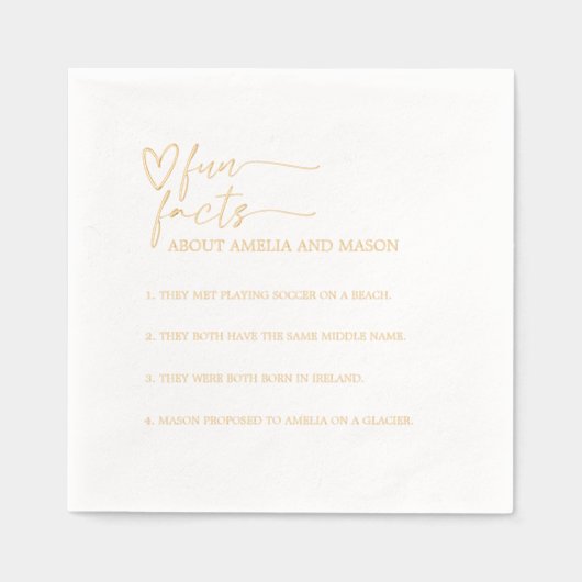Gold Script Calligraphy Fun Facts Wedding (Recto)