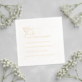 Gold Script Calligraphy Fun Facts Wedding Folie Servetten