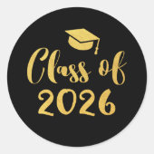 Gold Script Class of 2025 Afstuderen Favoriet Ronde Sticker (Voorkant)