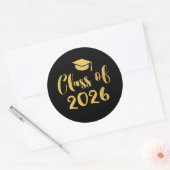 Gold Script Class of 2025 Afstuderen Favoriet Ronde Sticker (Envelop)