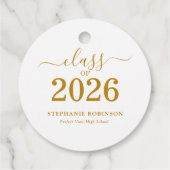 Gold Script Class of 2026 Modern  Bedankjes Labels (Achterkant)