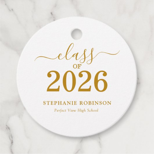 Gold Script Class of 2026 Modern  Bedankjes Labels (Voorkant)
