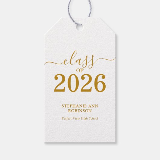 Gold Script Class of 2026 Modern  Cadeaulabel (Voorkant)