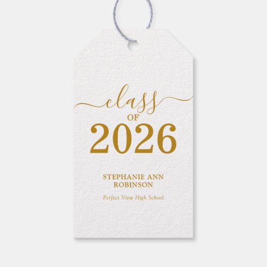 Gold Script Class of 2026 Modern  Cadeaulabel (Achterkant)