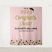 Gold Script Confetti bevat Afstudeerder roze achte Wandkleed (Voorkant)