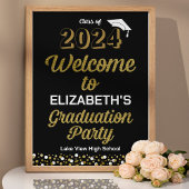 Gold Script Confetti Grad Party Affiche de bienven