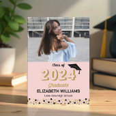 Gold Script Confetti Photo Pink Grad Faire-part