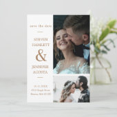 Gold Script Custom Photo Save the Date Weduwing (Staand voorkant)