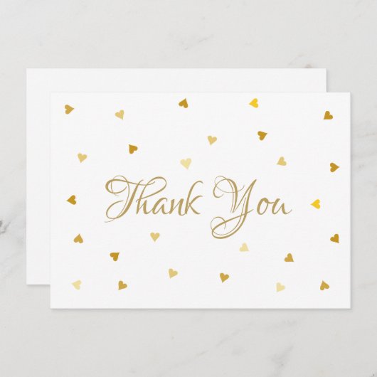 Gold Script Dank je harten Confetti Bedankkaart (Voorkant / Achterkant)
