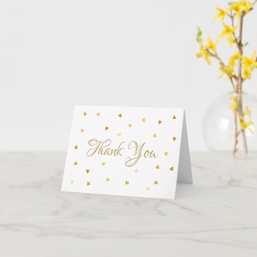 Gold Script Dank je harten Confetti Kaart (Gele Bloem)