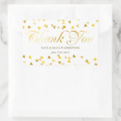 Gold Script Dank u en Golden Hearts Confetti Rechthoekige Sticker (Tas)