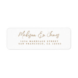 Gold Script Elegant Wedding Return-adres Etiket