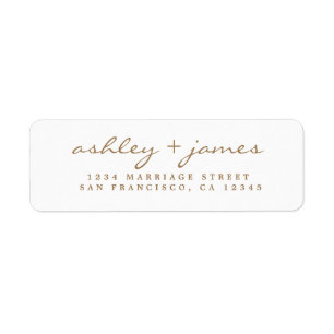 Gold Script Elegant Wedding Return-adres Etiket