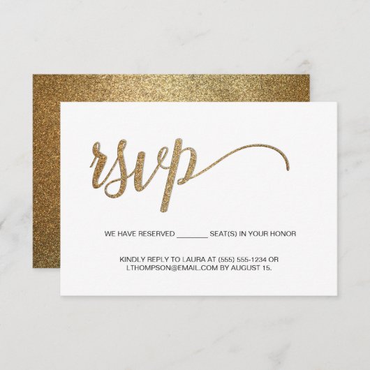 Gold Script elektronische RSVP-bruiloft gereservee Informatiekaartje (Voorkant / Achterkant)