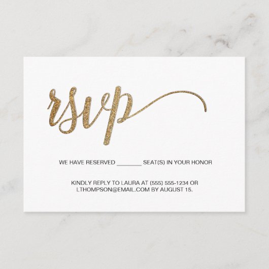 Gold Script elektronische RSVP-bruiloft gereservee Informatiekaartje (Voorkant)