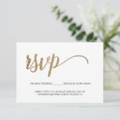 Gold Script elektronische RSVP-bruiloft gereservee Informatiekaartje (Staand voorkant)
