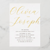Gold Script Engagement Party | Minimalistische fot Folie Uitnodiging (Voorkant)