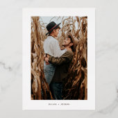 Gold Script Engagement Party | Minimalistische fot Folie Uitnodiging (Achterkant)