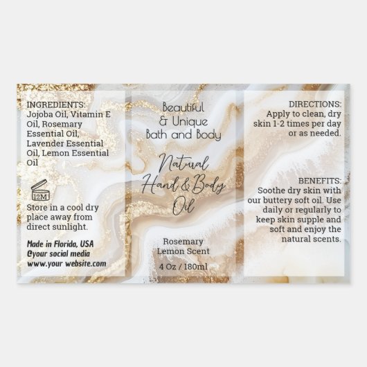 Gold Script Fles Label 4oz Olie Dropper Product (Voorkant)